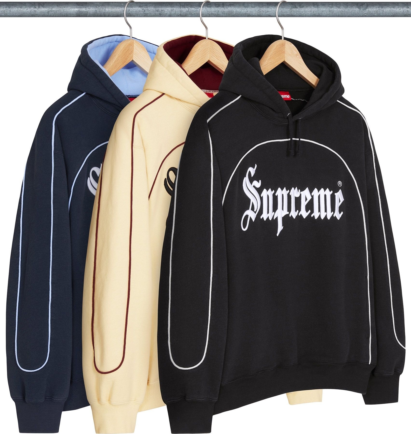 Curve Piping Hooded Sweatshirt